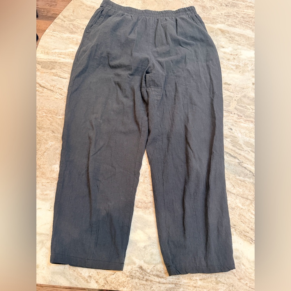 Emery Rose Cotton Pull On Pants Women’s Large Charcoal Cropped Wide Leg